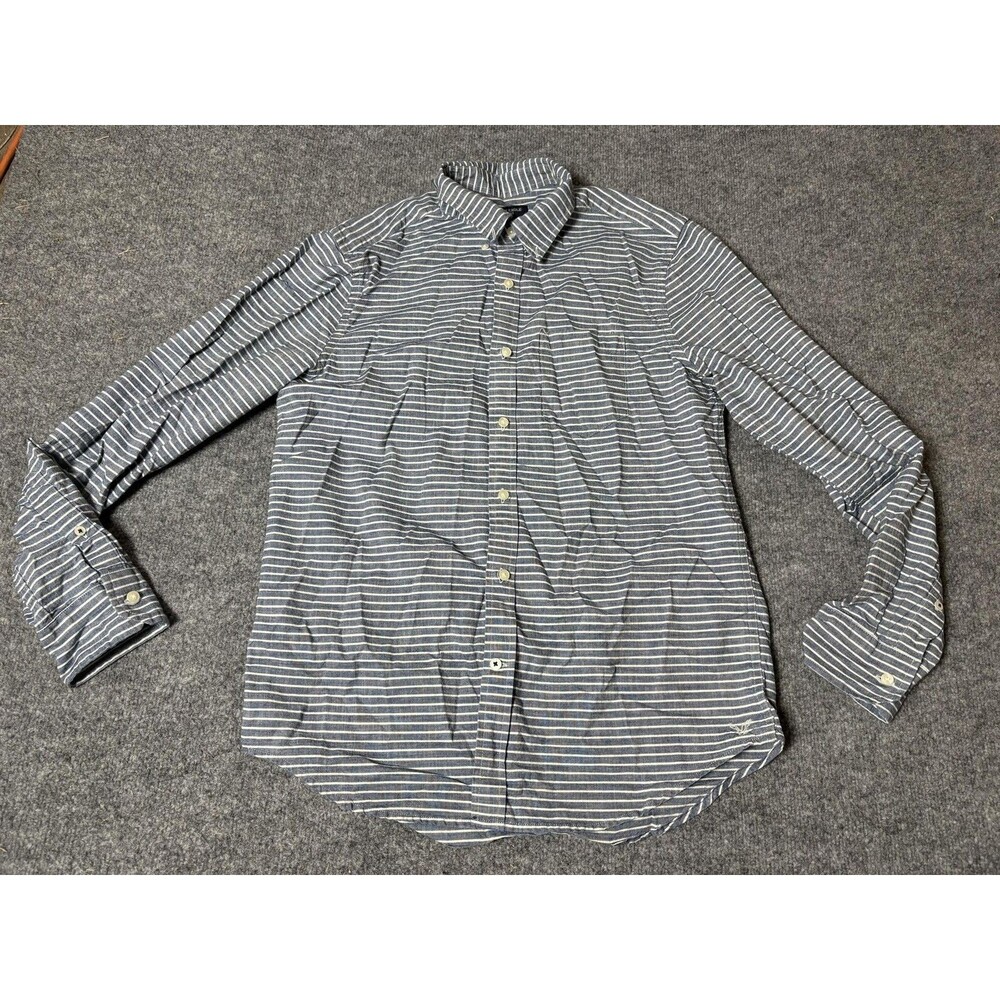 American Eagle Outfitters Shirt Mens M Blue Stripe Long Sleeve Button-Up Casual